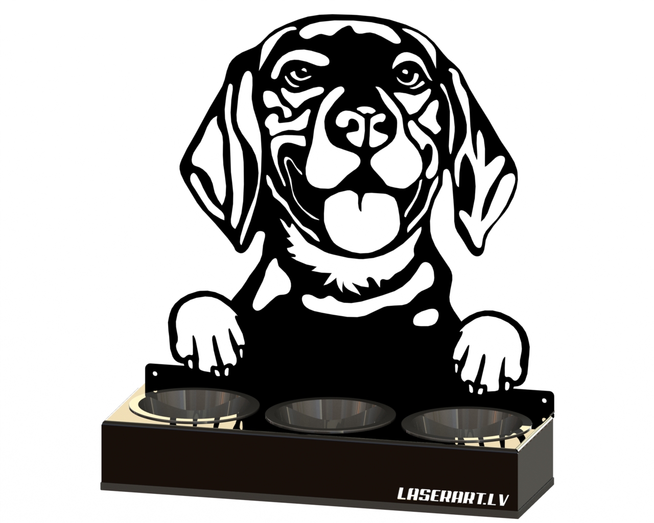 3-Bowl Dog Feeder, Beagle Dog breed, Raised Feeding Station