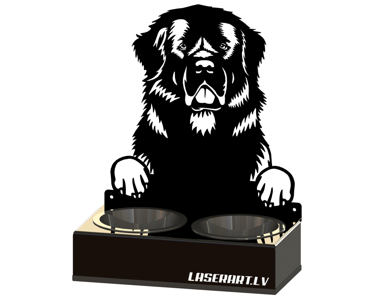 2-Bowl Dog Feeder, Newfoundland  Dog breed, Raised Feeding Station